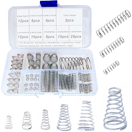 100pcs Conical Spring Compressed Spring Assorted Set, 304 Stainles Steel Metal Taper Conical Spring Compression Small Springs Compression