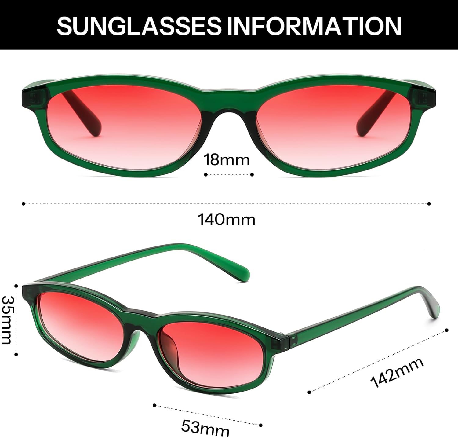 FEISEDY Small Oval Sunglasses for Women Men, Cat Eye 90s Y2k Sunnies, Lightweight Narrow Shades Trendy Glasses B9169 - Image 5