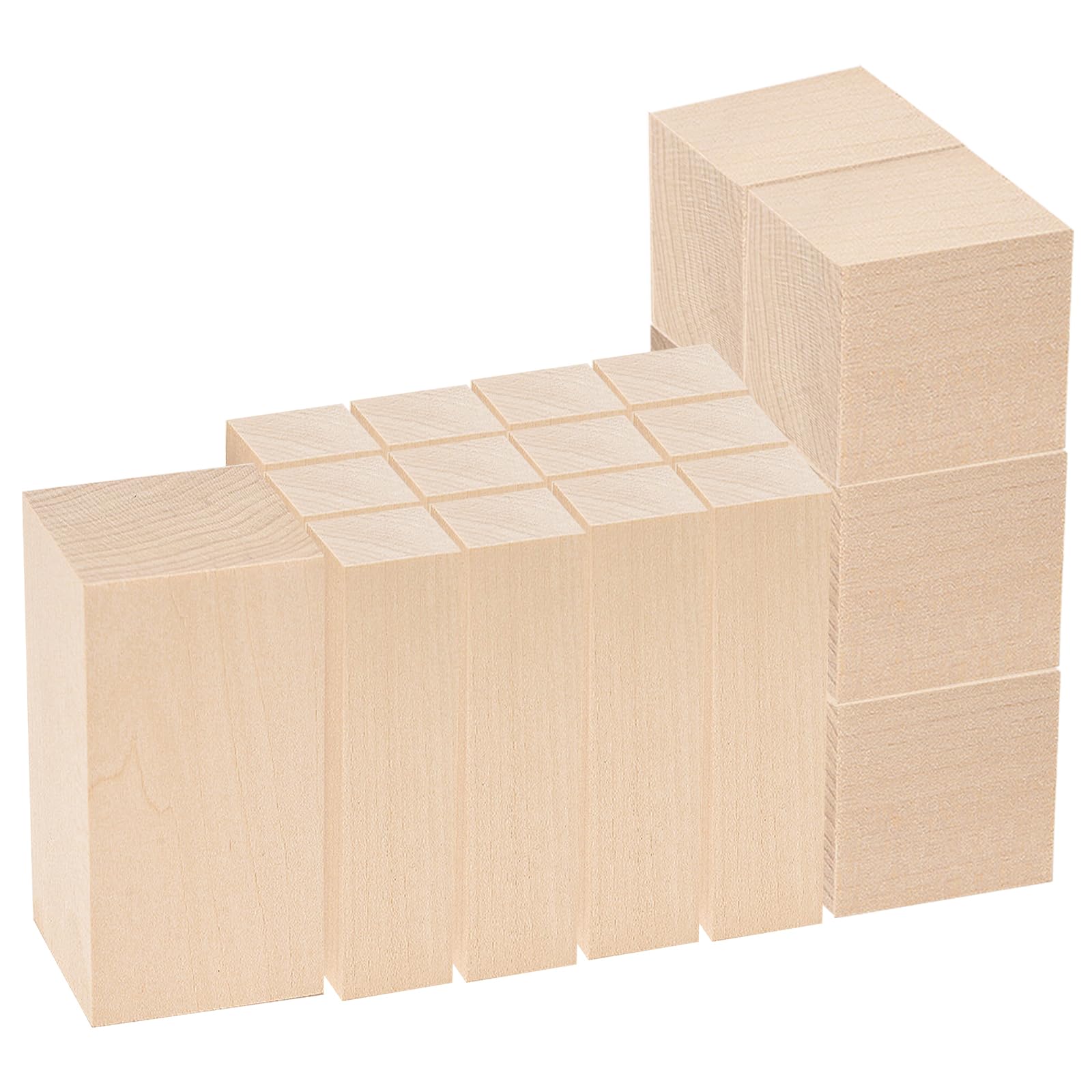 Basswood Carving Blocks, 3 Size Unfinished Wood Blocks Smooth Whittlers Wood Carving Hobby Kit for Beginners Adults Kids, Gift for Hobbyist DIY Fun (17Pcs)