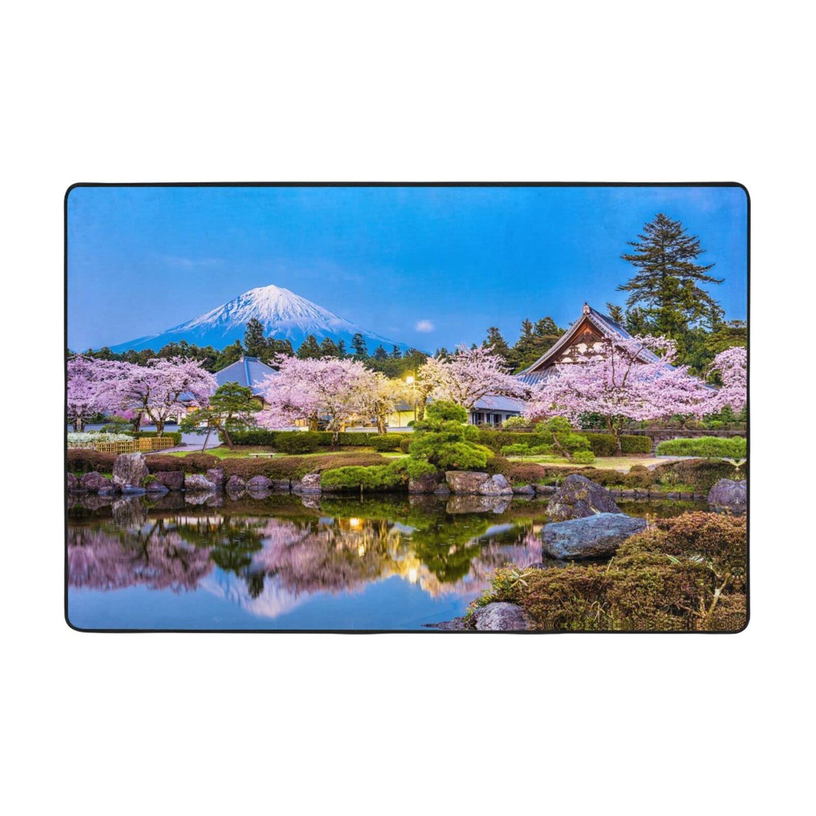 Tapis de sol intérieur pour cuisine et bureau au motif zen de fleurs de cerisier
