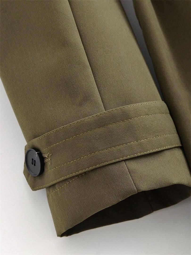 Womens Classic Long Sleeve Trench Coat With Belt For Fall Winter