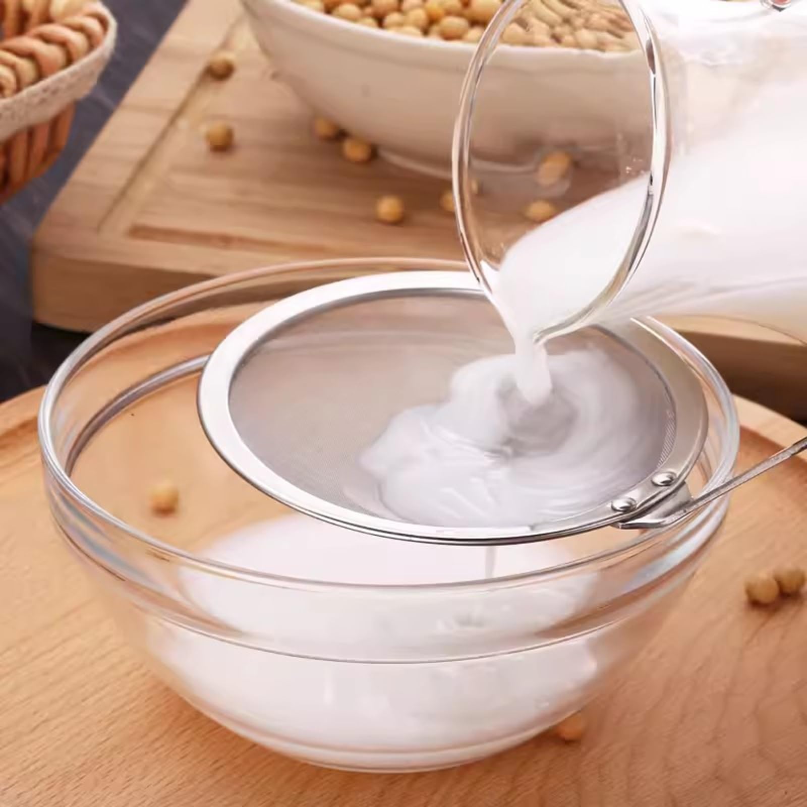 Juego de 4 tamices y coladores, colador de malla fina, colador doméstico, juego de tamiz fino, colador de cocina y hogar hecho de acero inoxidable para cocinar, quinua