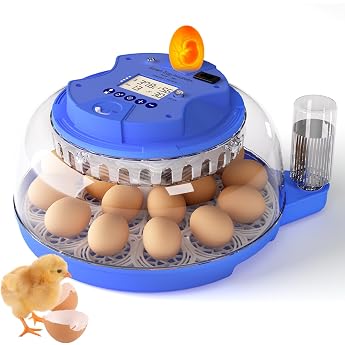 Fully Automatic Incubator Chickens 18 Eggs with Automatic Water Supply & Automatic Egg Turner Temperature Humidity Control Egg Flashlight for Chickens Ducks & Quail Eggs