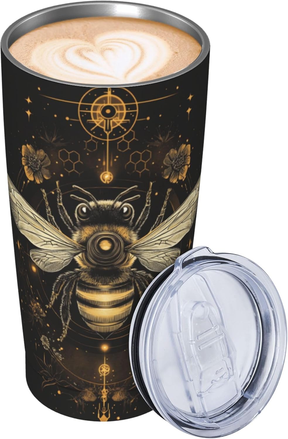 FyLybois Bee Tumbler with Lid and Straw 20oz Travel Coffee Mug Gifts Stainless Steel Vacuum Insulated Cup Double Wall Water Bottle for Office Car Home - Image 4