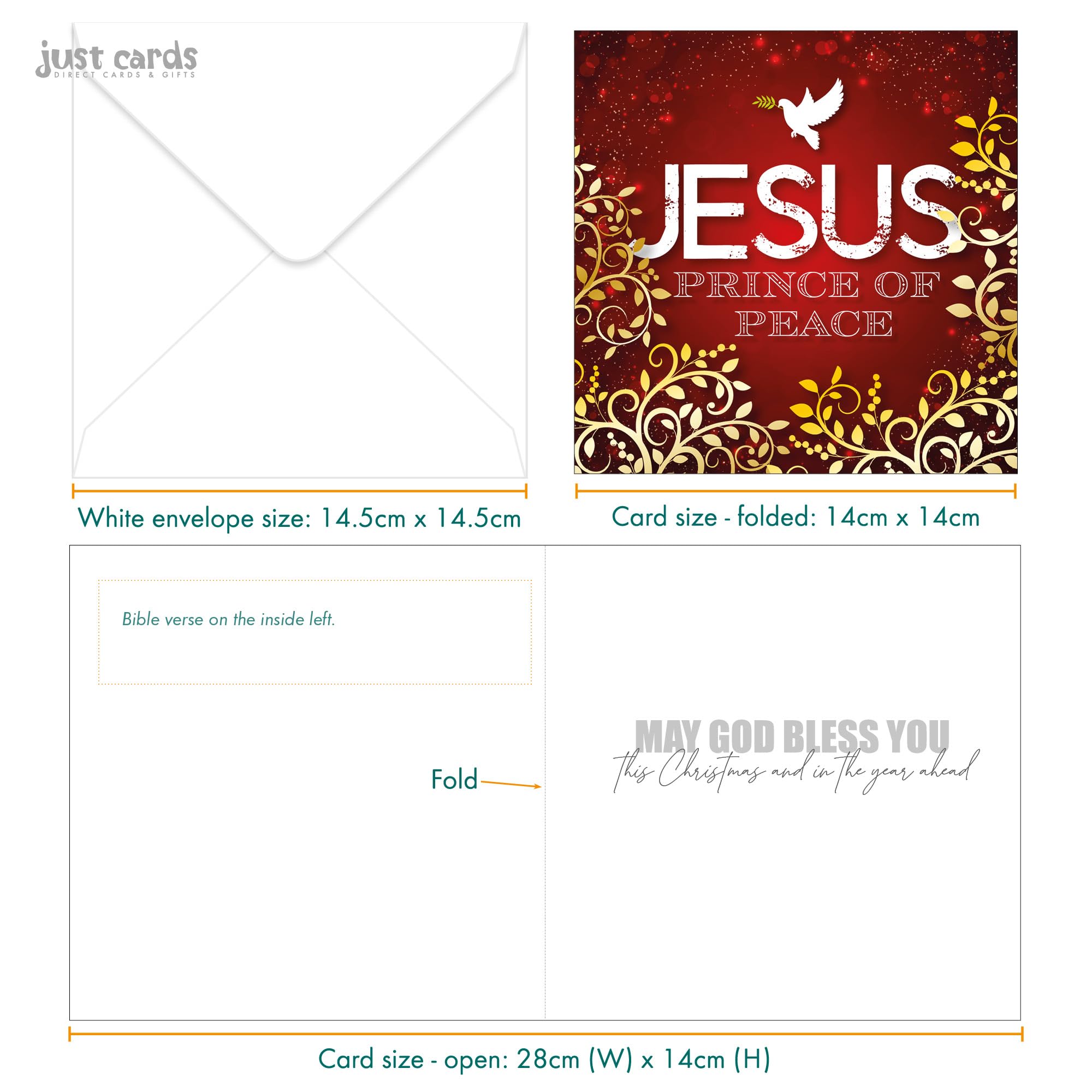 Christian Christmas cards, pack of 10, Jesus Prince of Peace - Image 3