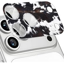 Compatible with iPhone 17 Pro Max Camera Lens Protector, Cute Camera Cover Screen Accessories, Anti-Scratch, Case Friendly, Black White Cowhide
