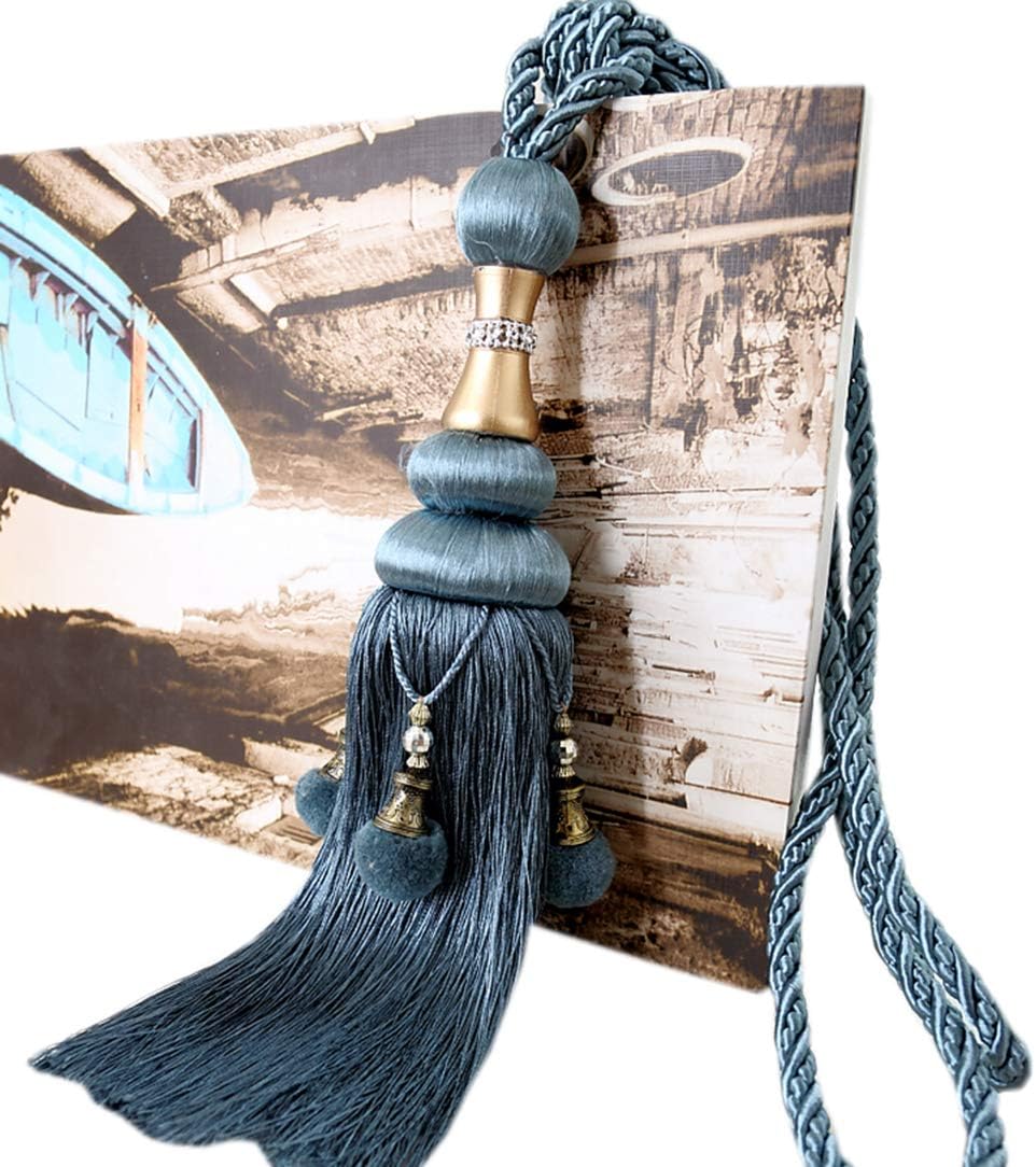 1 Pair European Style Beautiful Curtain Buckle Decorative Tassels Curtain Tiebacks Holdbacks Curtain Rope Tiebacks (Sky Blue)
