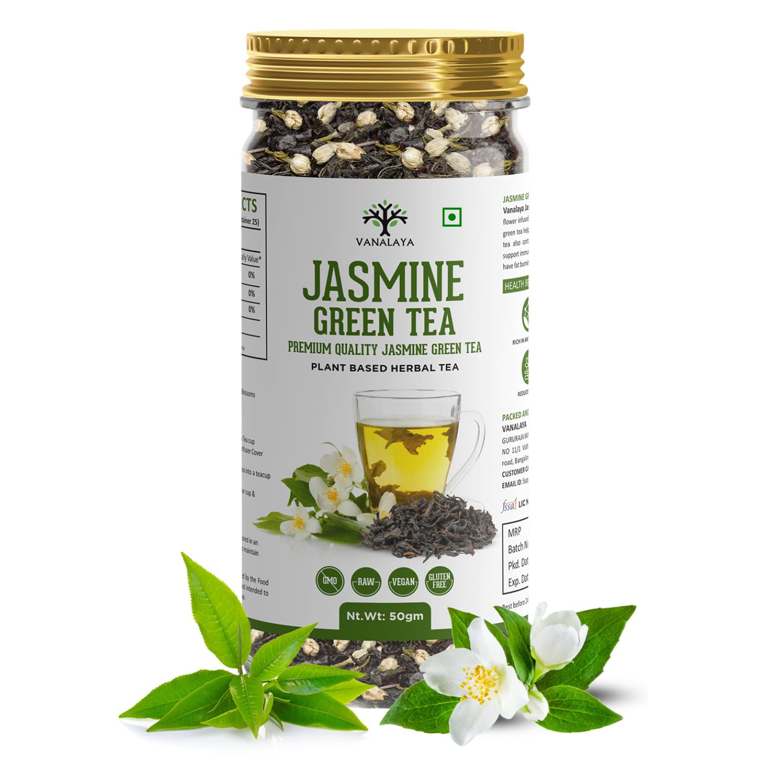 Vanalaya Jasmine Green Tea from Sun Dried Jasmine Petals for Clear Mind, Improve Mood, Stress Relief and Relives Anxiety 50gm (B08VRPR7BR) Amazon Price History, Amazon Price Tracker