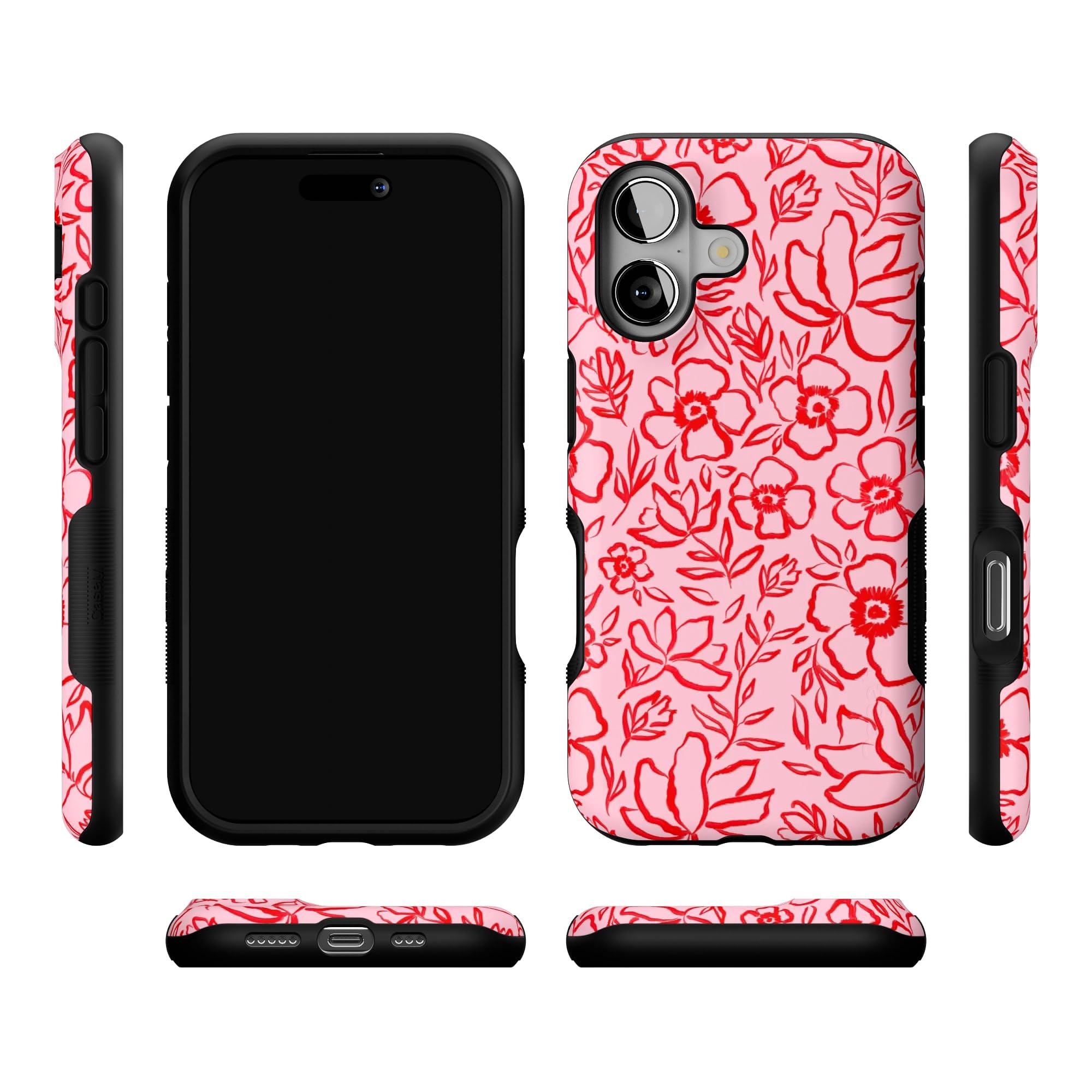 Casely Coque pour iPhone 17 | Blush Garden | Gribouillage Floral | Design de Protection Audacieux | Compatible avec MagSafe