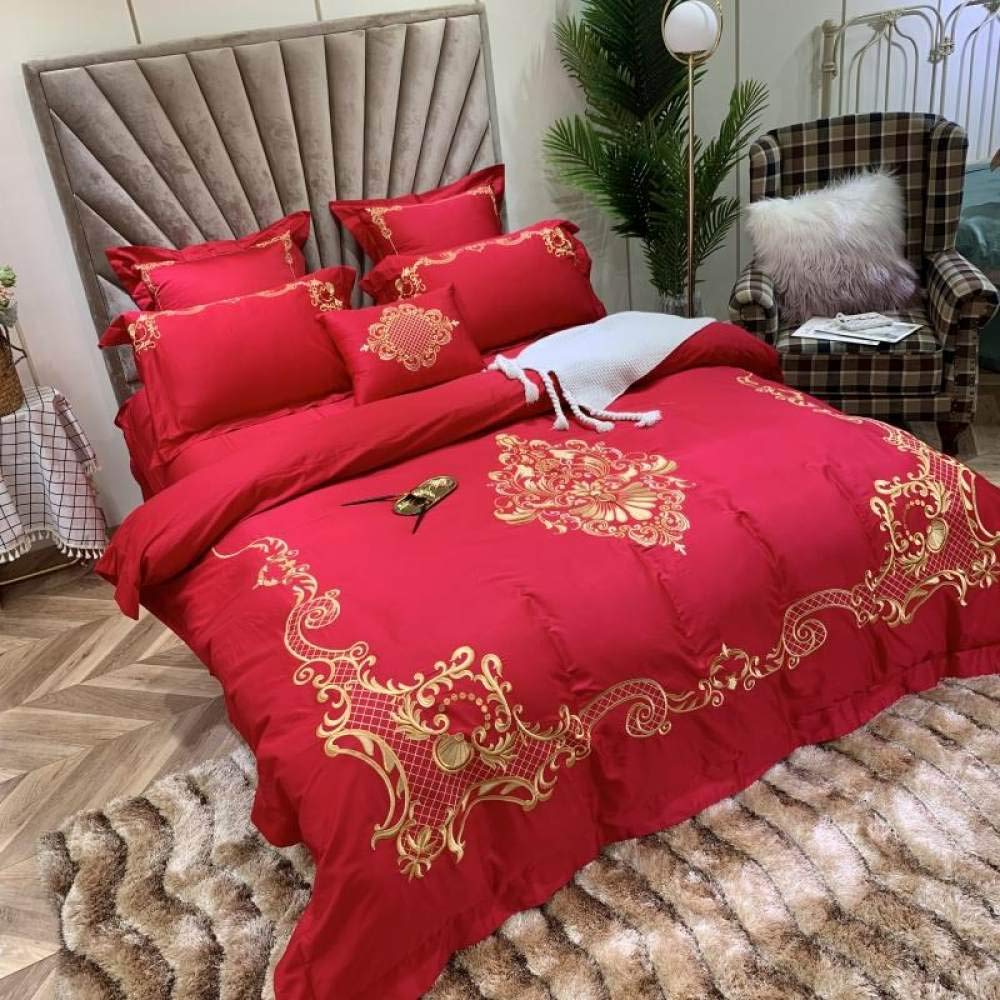 Amazon.com: 4/7 pcs Embroidery Bed Set Duvet Cover Set Bed Sheet