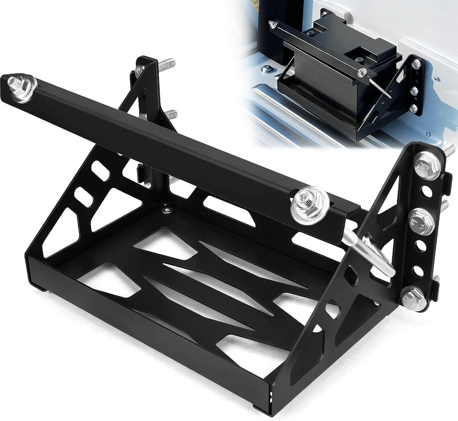 Universal Metal Battery Mounting Tray Box, Easy Bolt-In Battery Tray Bracket with Protective Pads Fits up to a 10.63” × 7.08” × 9.05” Battery, Compatible with RV, Trailer, Boat, Truck Group 24 Battery