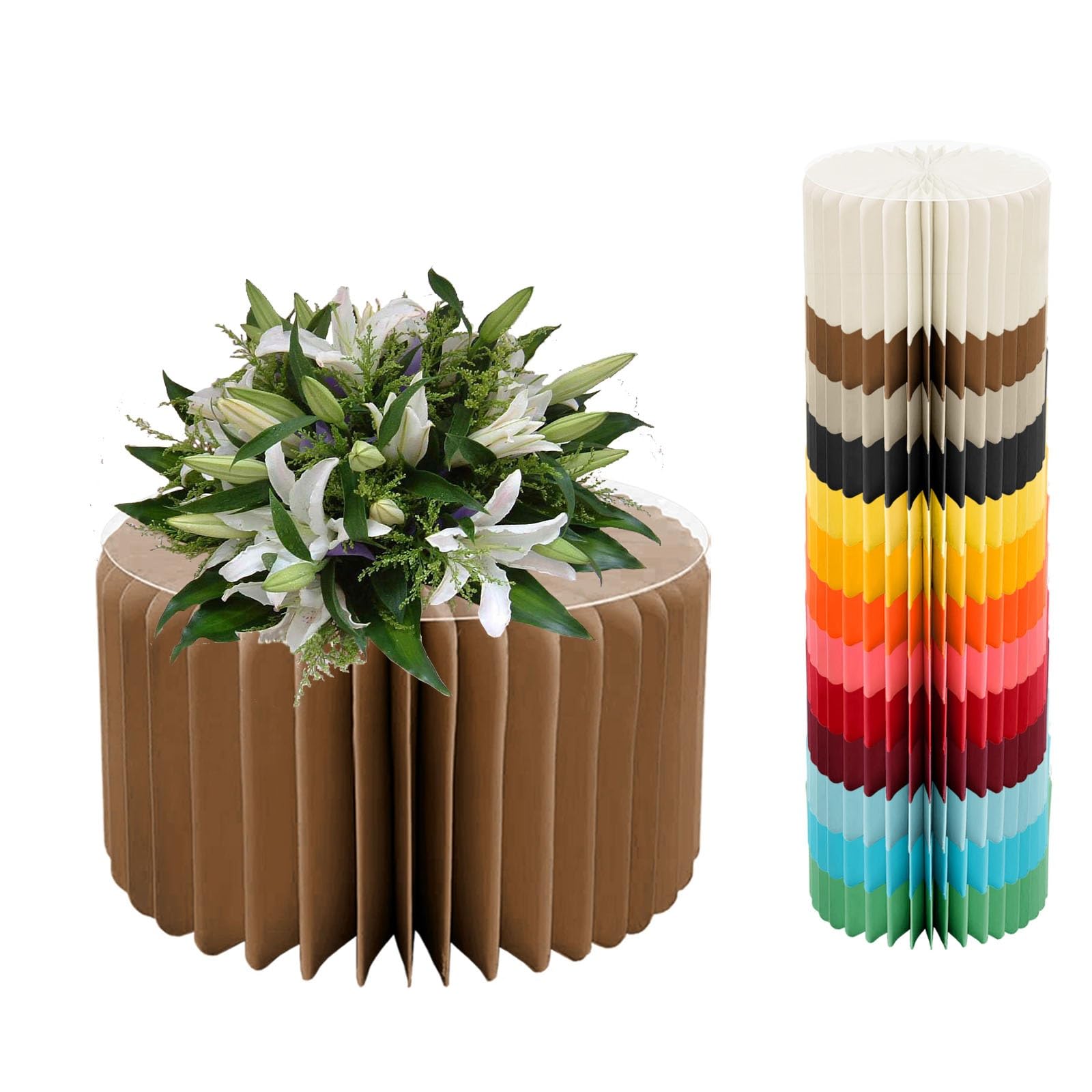 YTBHSHXZ plinth， Foldable Cardboard Cylinder Pedestal Cake Stand Multicolor 20-100cm(Brown,H 20cm/7.9in)