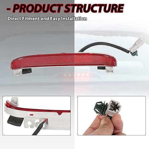 Miniatura 2 de ECOTRIC Tercera luz de freno LED compatible con Honda Civic EX 2006-2011 Reemplazo de cupé de 2 puertas para 34270SVAA01 lámpara de freno de montaje