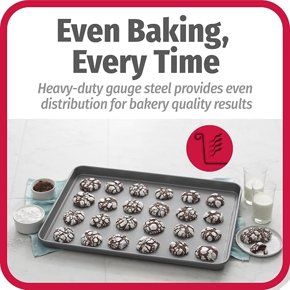 GoodCook Dishwasher Safe Nonstick Steel XL Cookie Sheet, 15'' x 21'', Gray, Set of 2
