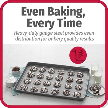GoodCook Dishwasher Safe Nonstick Steel XL Cookie Sheet, 15'' x 21'', Gray, Set of 2