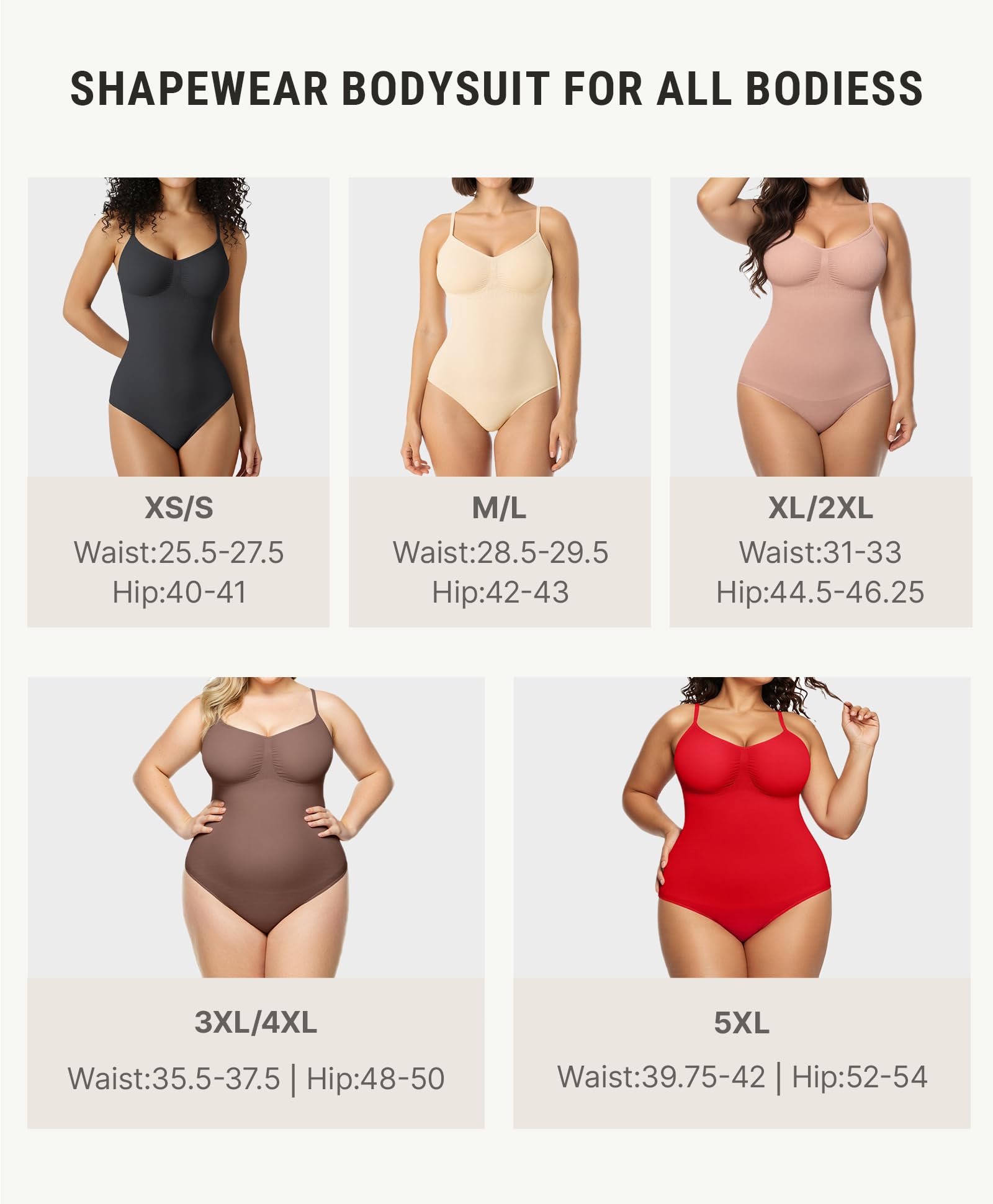 FeelinGirl Bielizna modelująca dla kobiet kontrola brzucha fajas całe ciało haczyk zamek błyskawiczny regulowane paski S-6XL