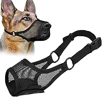 LUCKYPAW Mesh Dog Muzzle for Large Dogs - Breathable Soft Mouth Guard, Adjustable Strap to Stop Biting Chewing, Training Aid (Black, L 9.75-11")