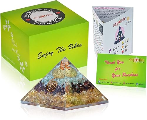Miniatura 27 de Orgonite Crystal Orgone Pyramid for Triple Health Protection with Black Tourmaline, Citrine and Rose Quartz – Positive Energy Generator for Healing
