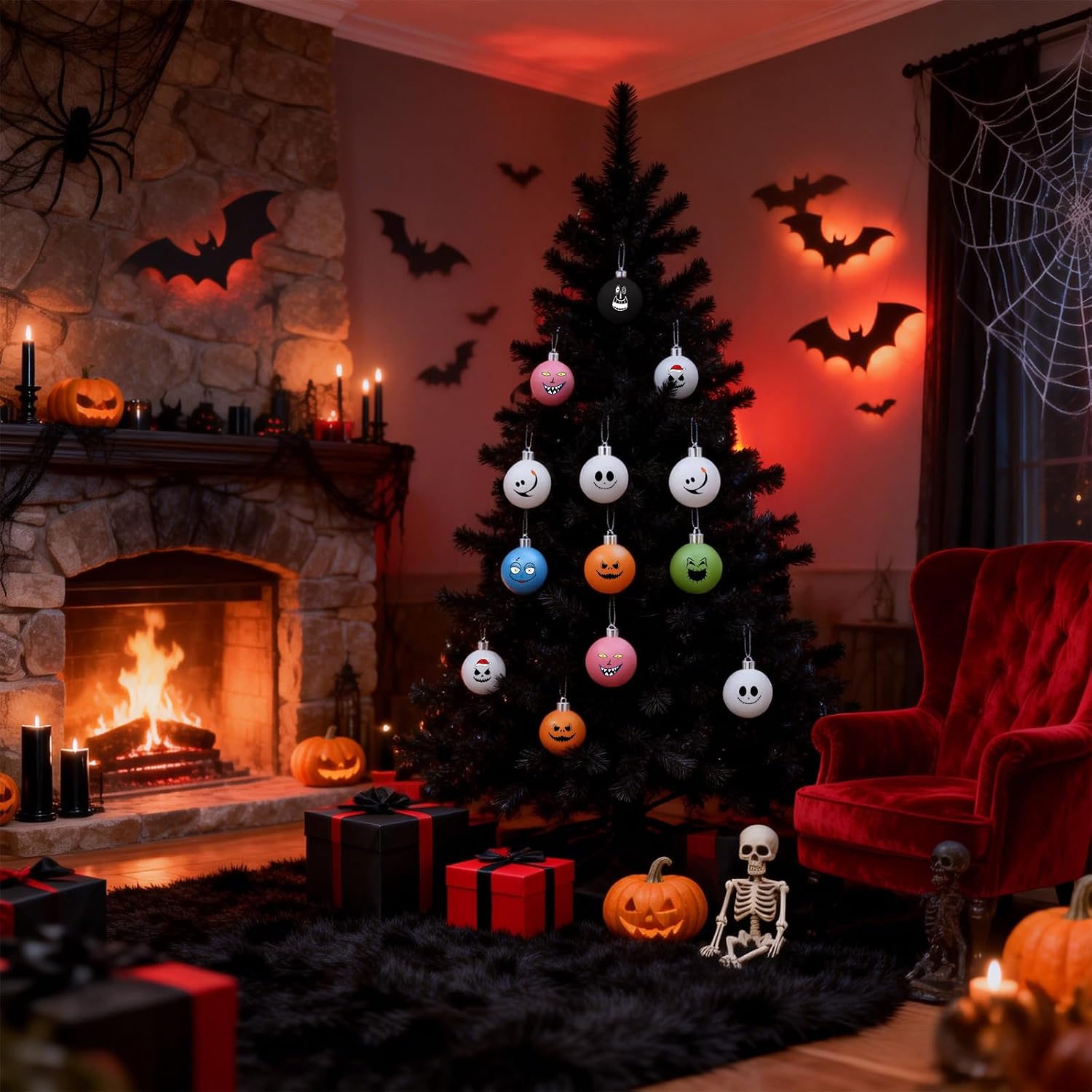 24PCS Nightmare Halloween Christmas Ornaments Balls for Tree 2.36in