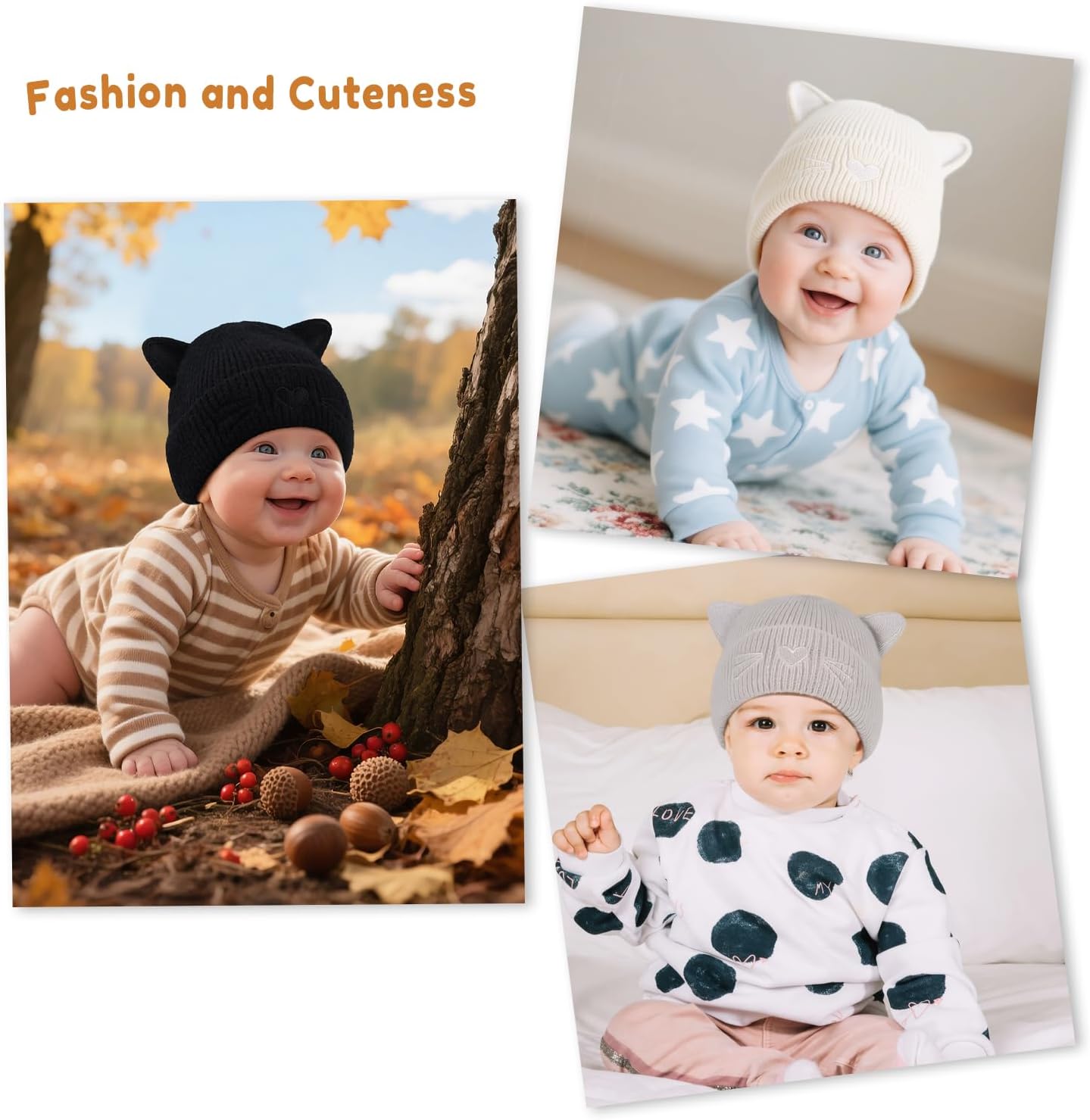 Baby Beanie Winter Hat with Cat Ear for Infant Toddler Boys Girls Kids Soft Knitted Hat Warm Skull Cap - Image 6