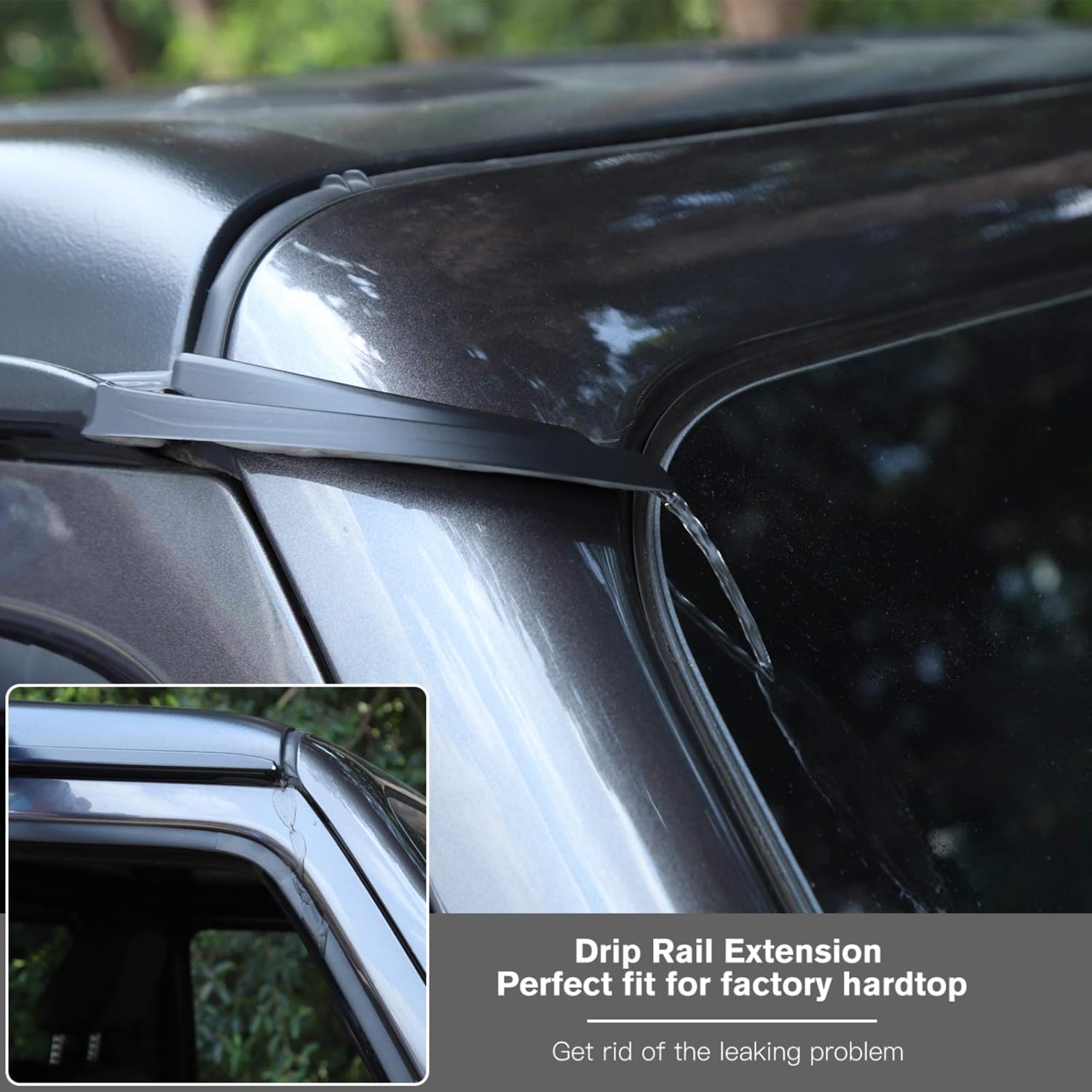 JeCar Hardtop Rain Diverter ABS Drip Rail Extension Rain Gutter Exterior Accessories Compatible with Jeep Wrangler 2018-2023 JL JLU & 2020-2023 Jeep Gladiator JT, 1 Pair