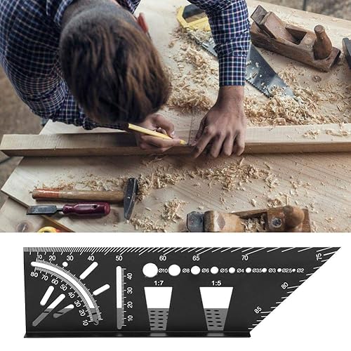 Miniatura 3 de Regla de ángulo de inglete de tamaño cuadrado para carpintería, medidor de medición de inglete 3D, herramienta de medición de guía de línea de marca