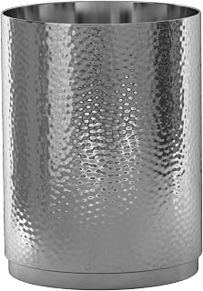 nu steel Majestic Hammered Shiny Decorative Stainless Steel Small Trash Can Wastebasket, Garbage Container Bin for Bathrooms, Powder Rooms, Kitchens, Home Offices - Shiny