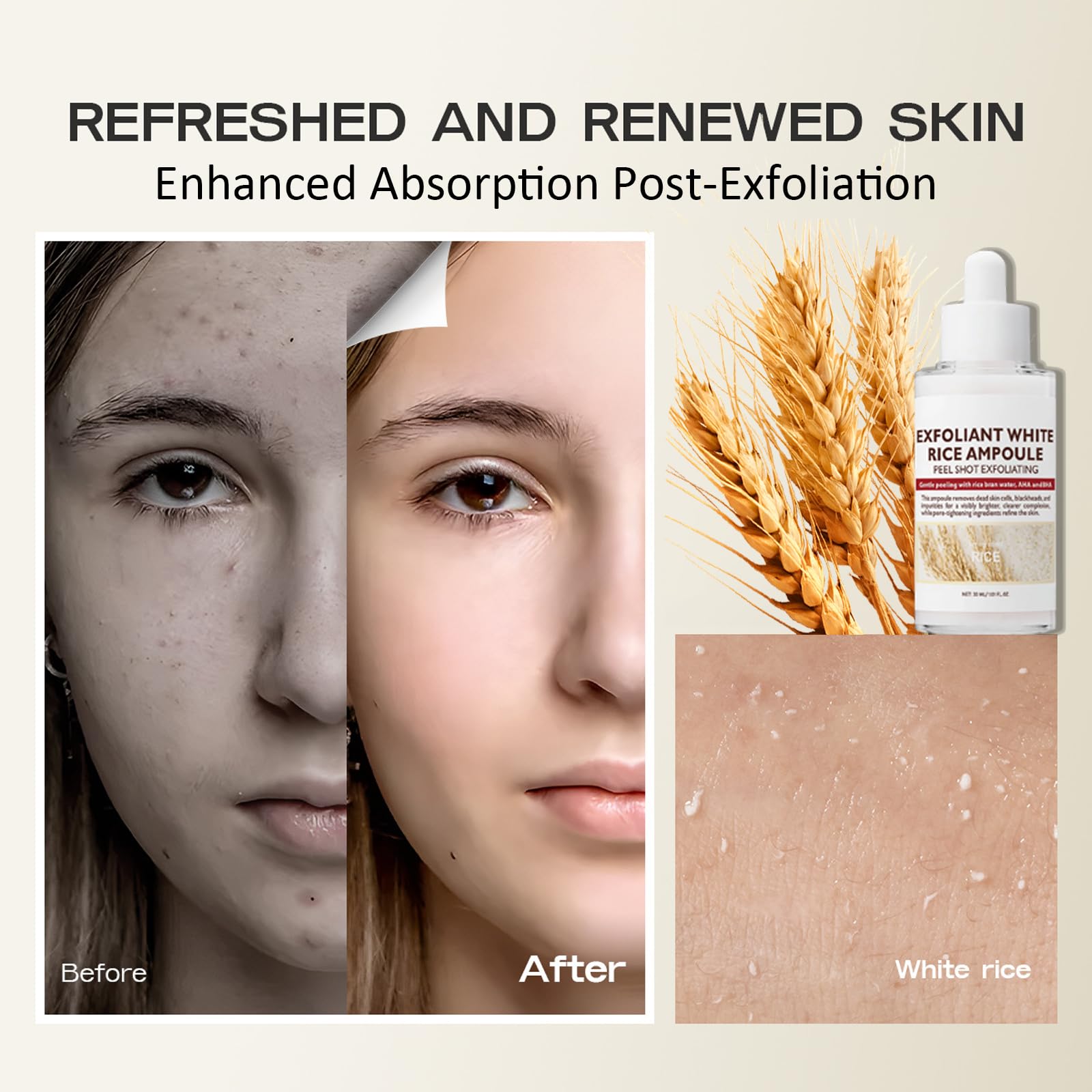 Peel Shot Glow Rice Ampoule, White Rice Face Exfoliator, Pore Minimizer For Gentle Exfoliation & Hydration - Image 4