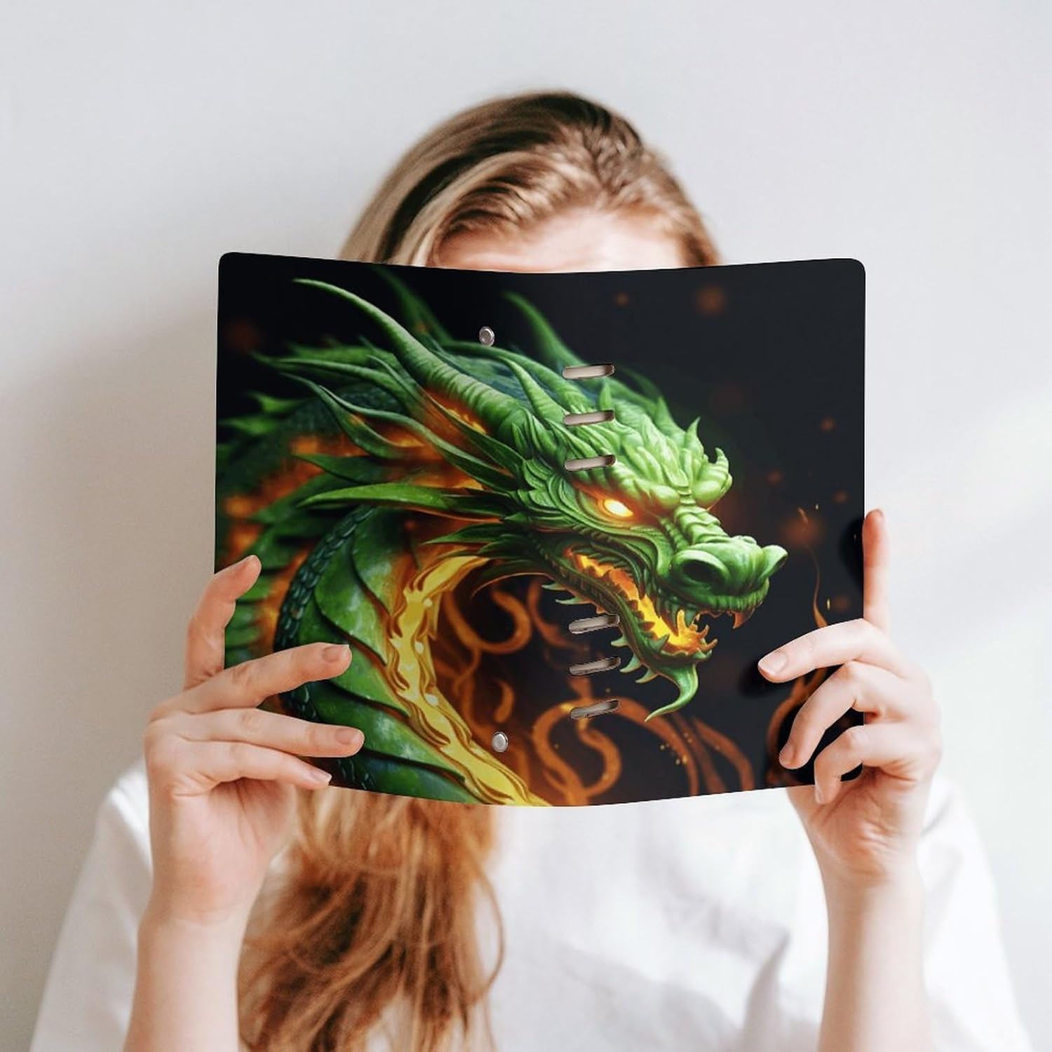 VstaDank Chinese Dragon Notebook Refillable 6 Ring Notebook Binder PU Leather Cover Business Journal All-in-one Notepad Reusable Travel Diary Vintage Planner 90 Sheets Capacity