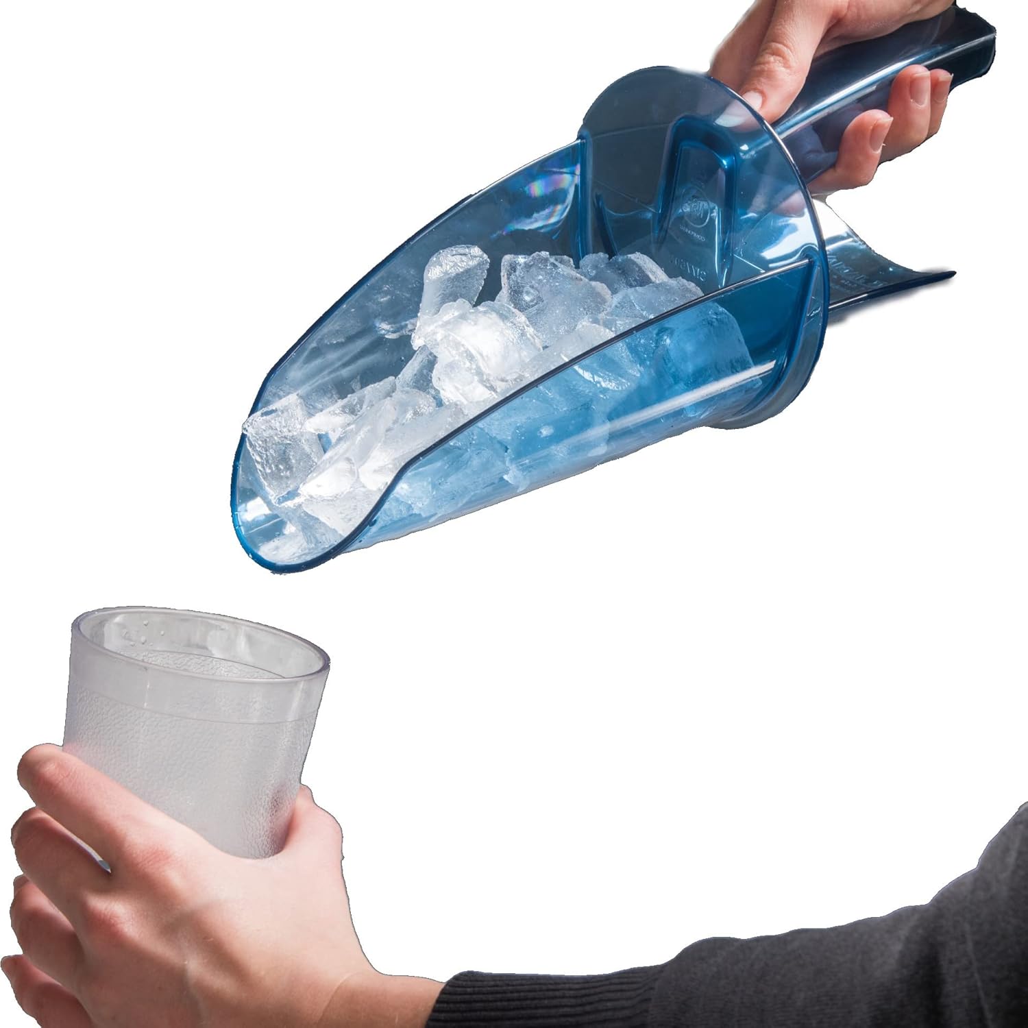 San Jamar Saf-T-Scoop Plastic Ice Scoop, Ice Scooper with Ergonomic Handle for Restaurants, Bars, Catering Events, Buffets, 20 To 24 Ounces, Blue, (Pack of 24)