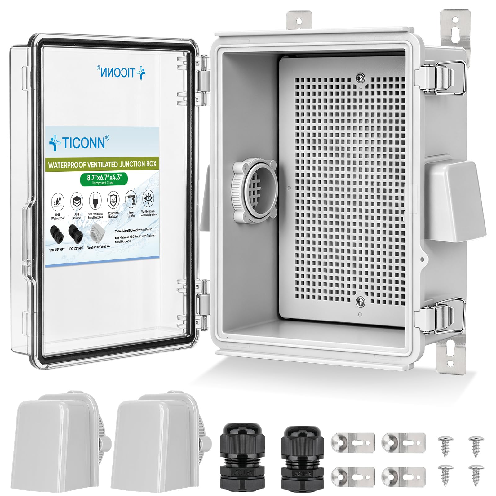TICONN Outdoor Electrical Box with Ventilation Holes, IP65 Junction Box — Amazon image 11