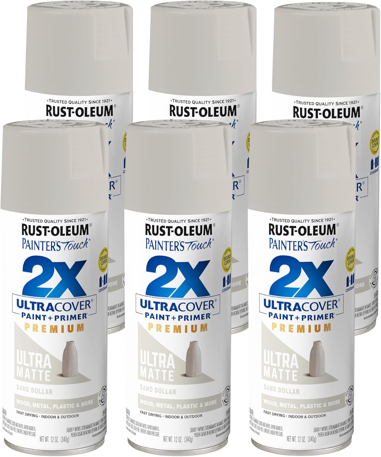 Painter's Touch 2X Ultra Cover Spray Paint, 12 oz - Sand Dollar (6 Pack)