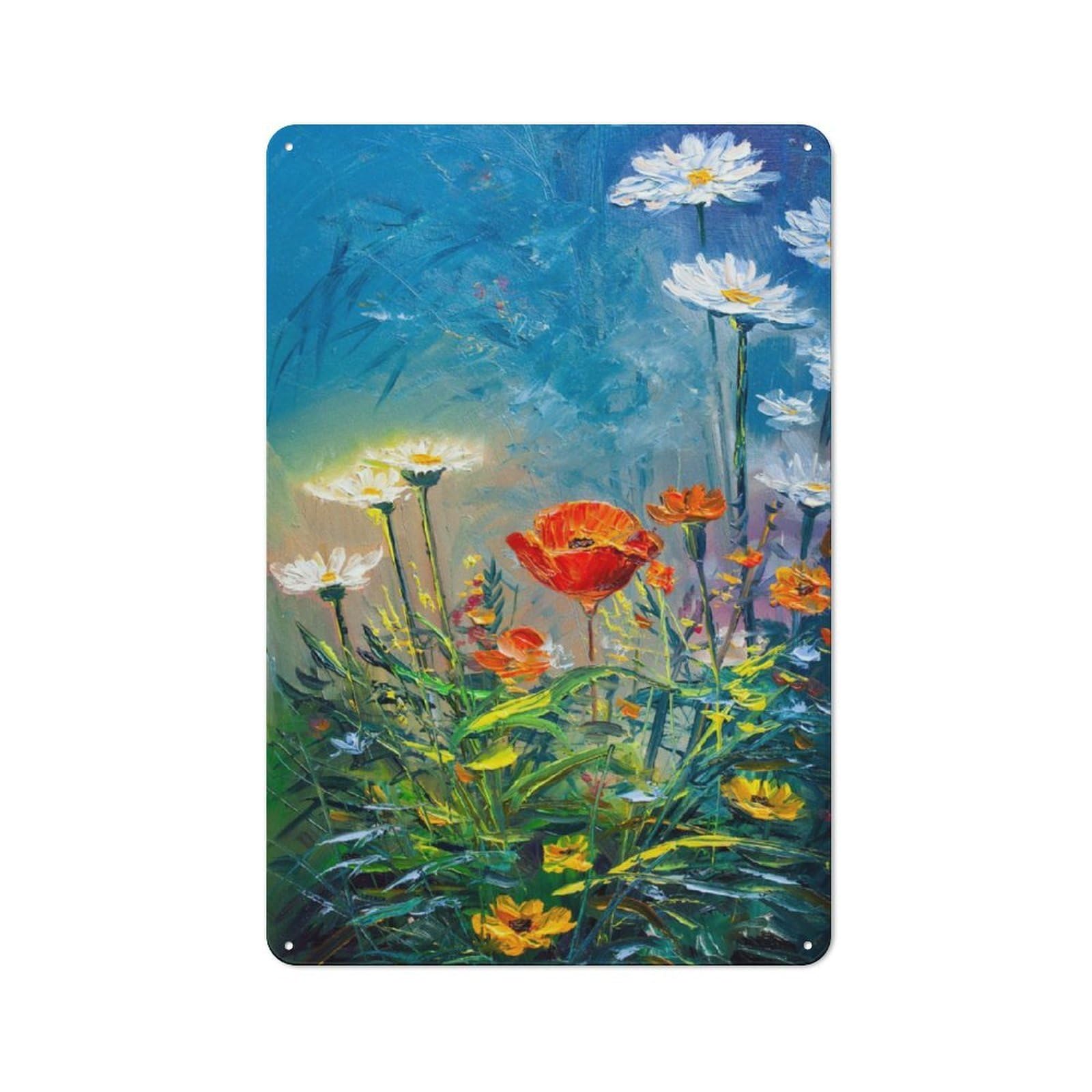 Junmoney Bouquet Of Sunflowers Retro Tin Wall Plaque 30X20cm For Studio Or Craft Room, Winter Wall Decor For Creative-Space Collectors
