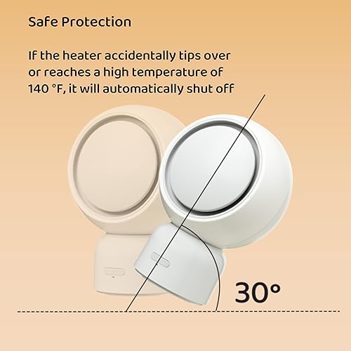Miniatura 6 de Buzveuya Calentador de espacio pequeño, calentador portátil eléctrico de cerámica PTC, mini calentador personal de 500 W para espacio pequeño con