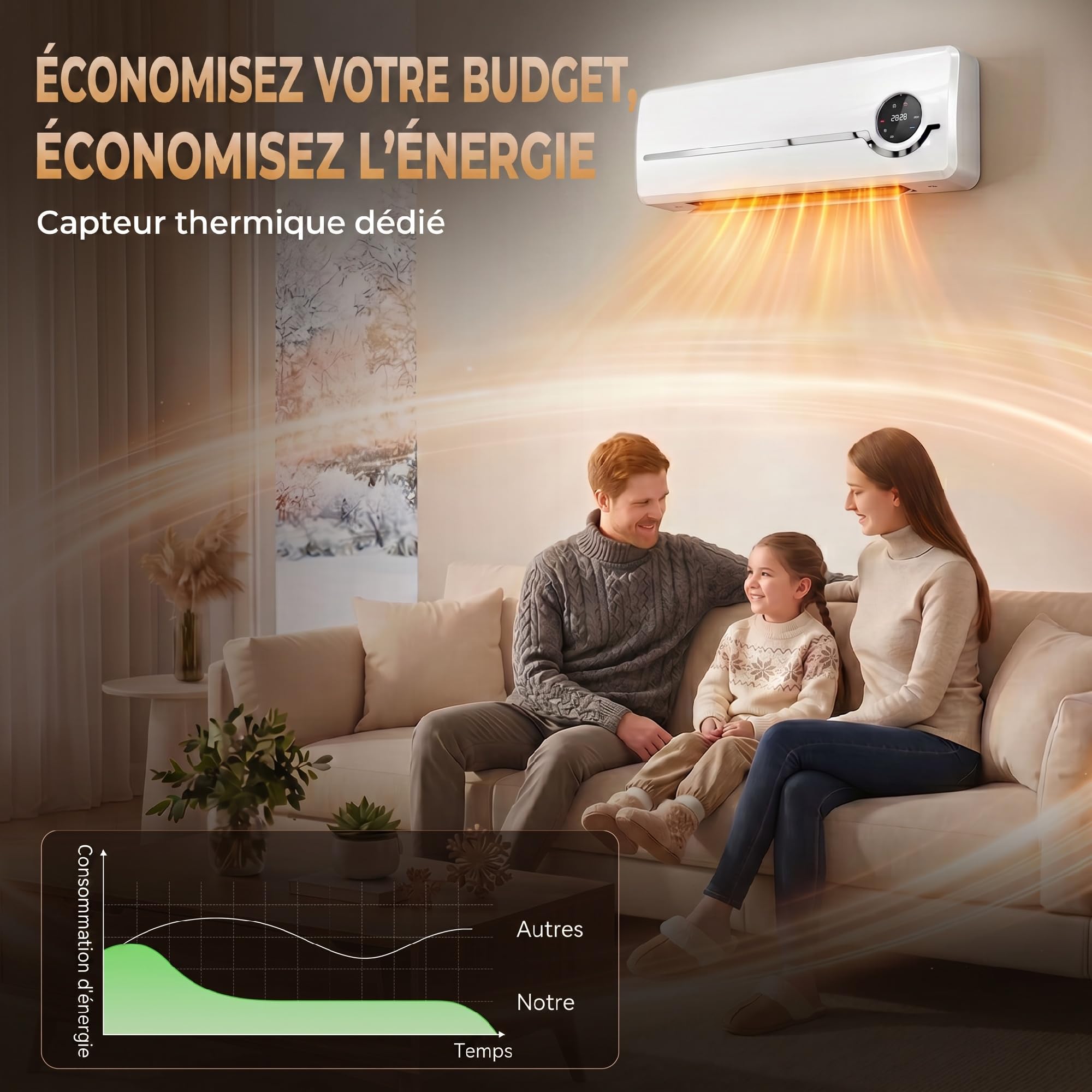 HOMCOM Chauffage Mural en Céramique 1000/2000W Radiateur Électrique Blanc