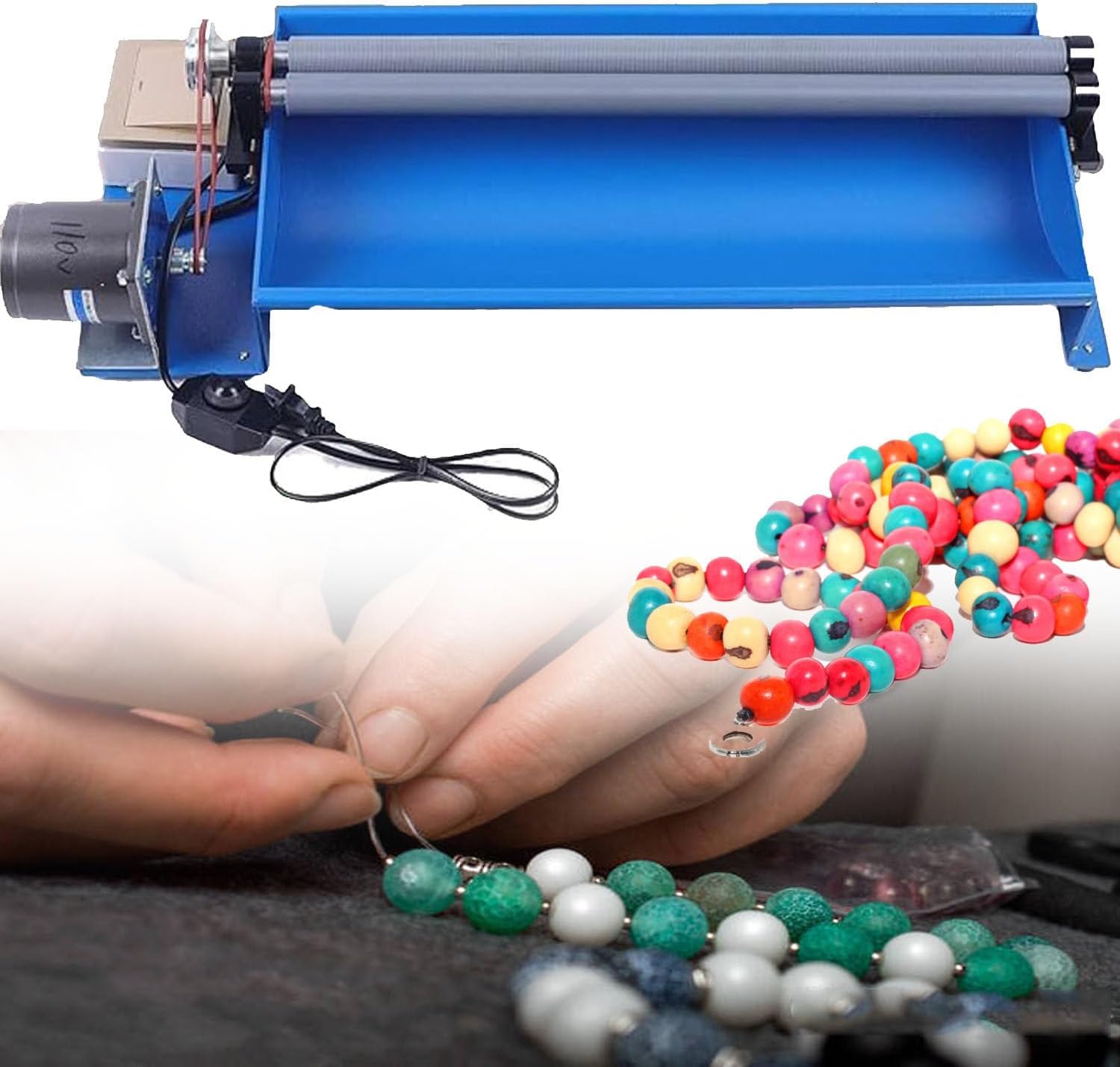 YXCUSAM Semi-Automatic Beads Machine, Multifunctional Stringing Machine,Beading Threading Machine, for 4-10Mm Jade Beads, Bracelets