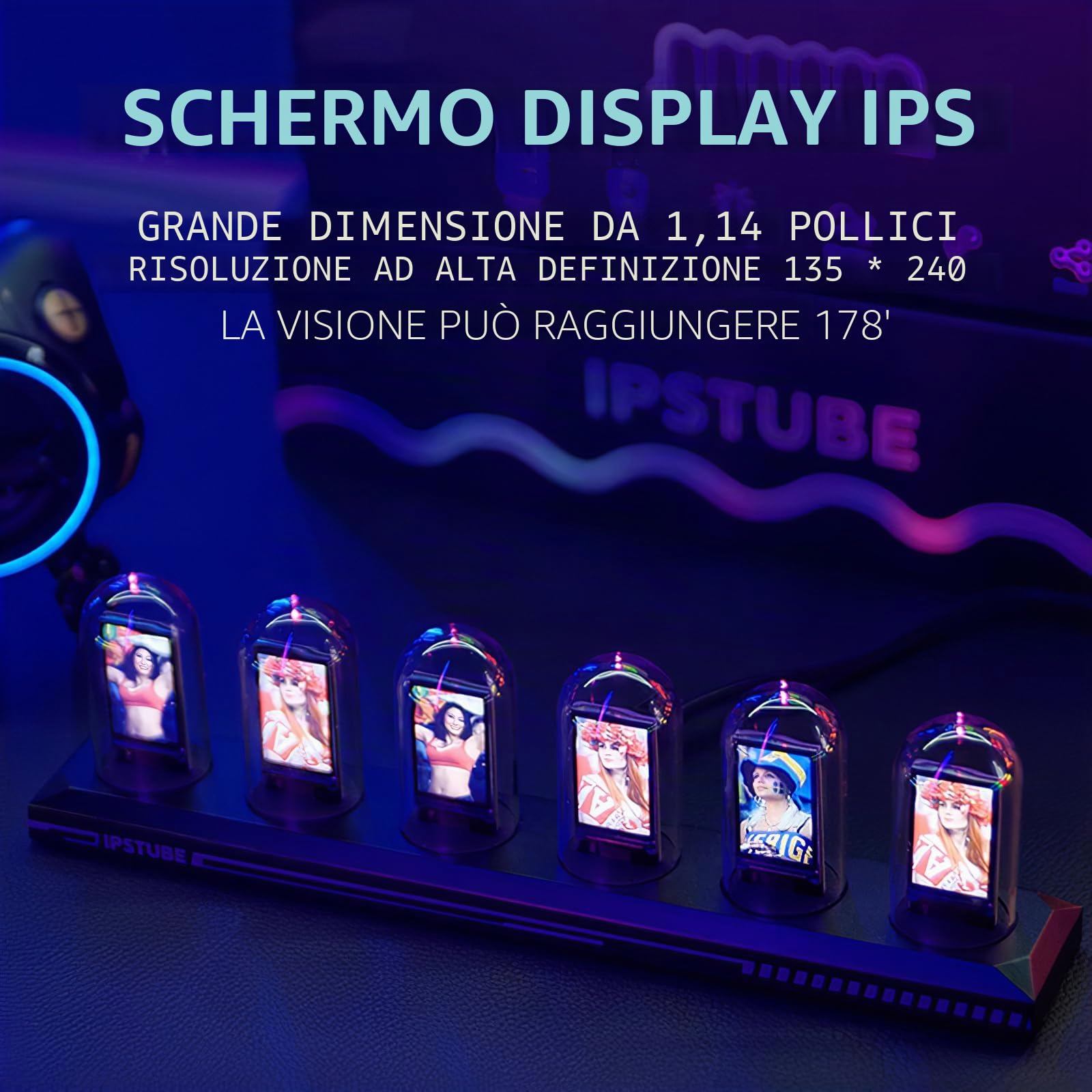 Nixie - Orologio a tubo luminoso, con schermo a colori, per fai da te, analogico, digitale