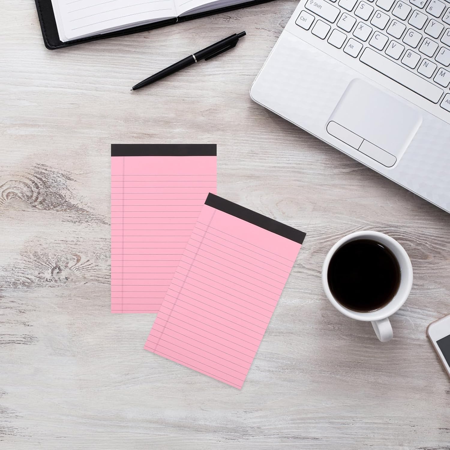 CLISPEED 4pcs A5 Red Lined Memo Notepads Tearable Legal Pocket Notebooks for Work Scheduling and Note Taking