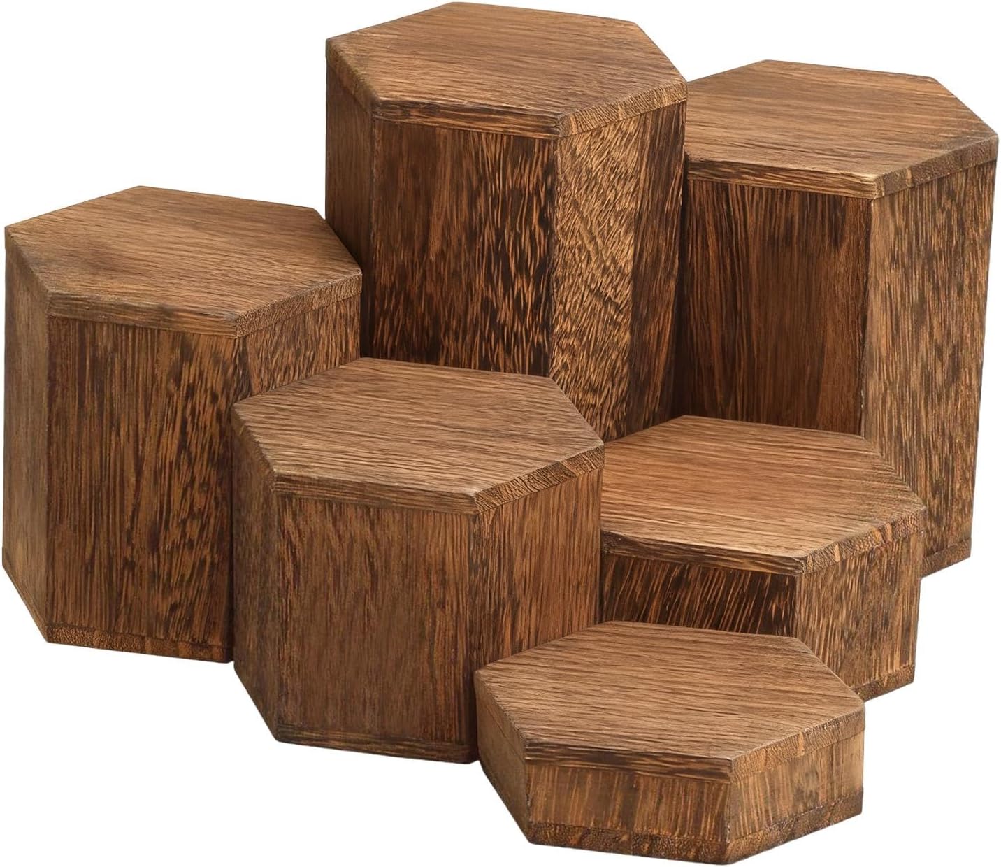 BNF®6X Display Stands Jewelry Racks Showcase Cabinets Food Wooden Hexagon Risers Charcoal Color|Jewelry & Watches|Jewelry & Watches