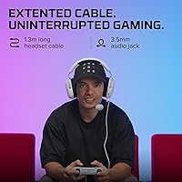 Vista 2 de HyperX Cloud Stinger 2 Core - Auriculares para juegos de Playstation, ligeros, con micrófono giratorio para silenciar, controladores de 40 mm, blanco