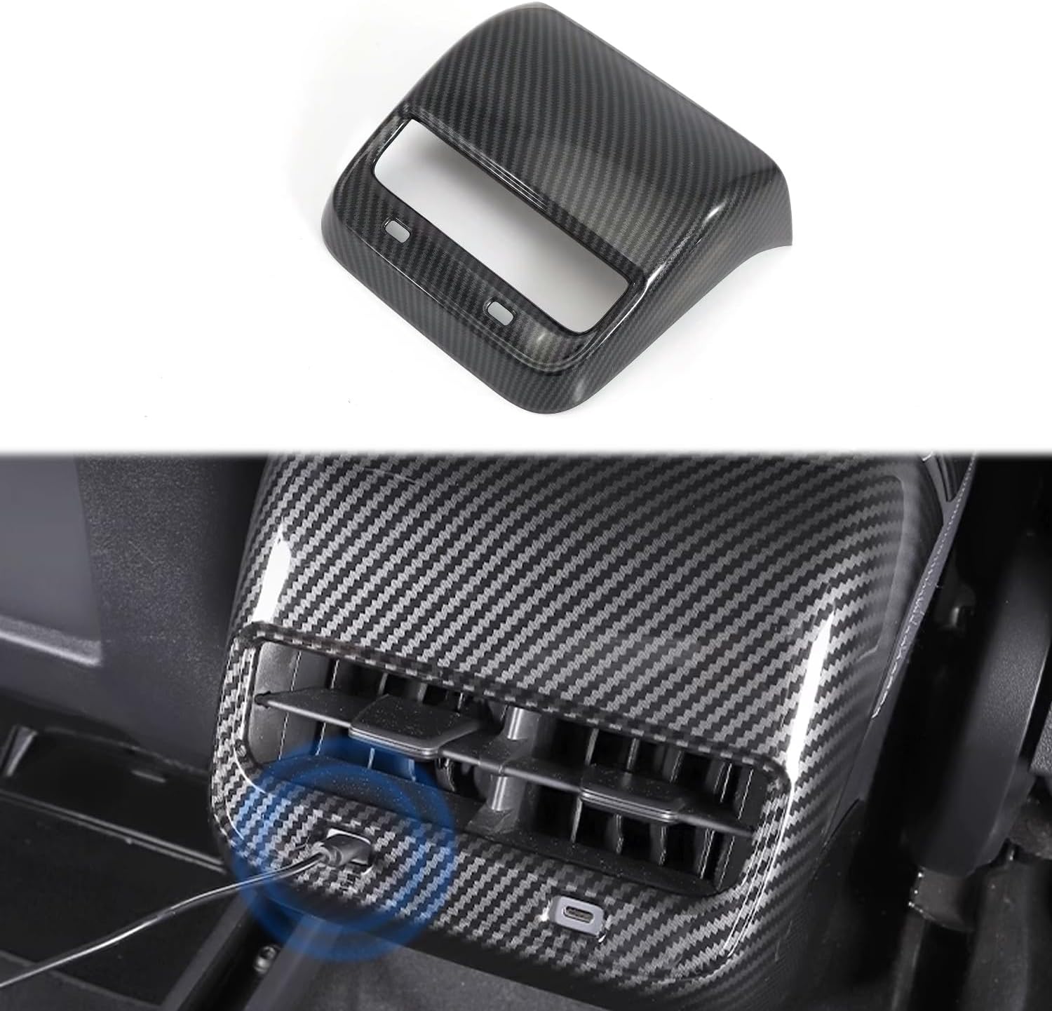 Interior Car Accessories for Tesla Model 3/Y 2017 2018 2019 2020 2021 2022 2023 Rear Air Condition Outlet Vent Covers Trim ABS Carbon Fiber Color