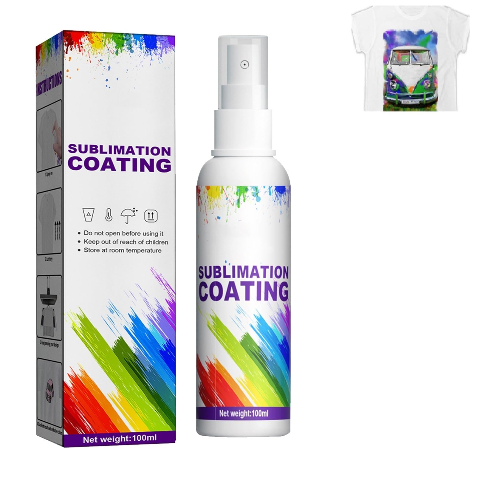 Spray per Sublimazione,Spray di Rivestimento a Sublimazione,Spray per Sublimazione Cotone,Spray per Rivestimento A Sublimazione,Spray a Sublimazione,100 ml