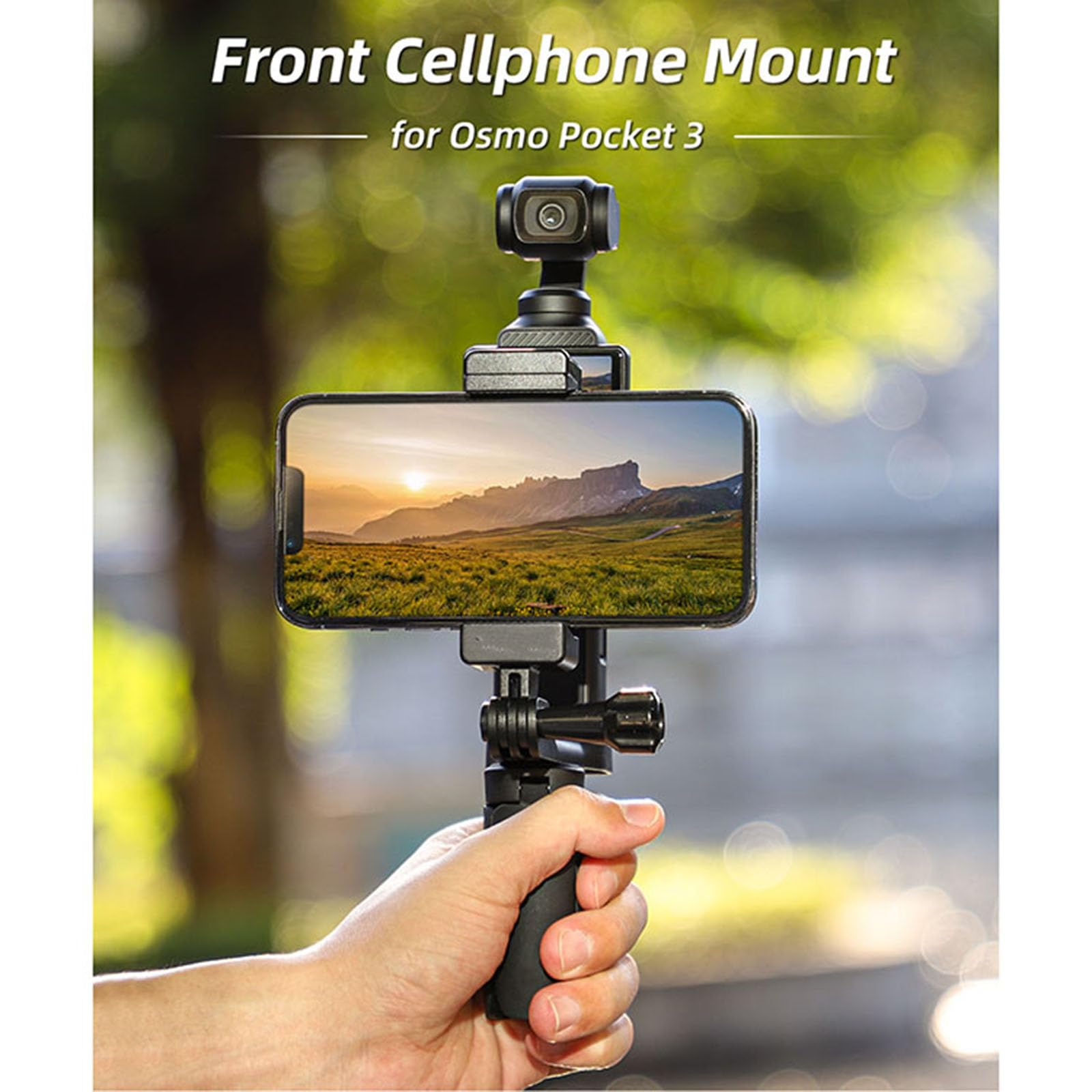 EUGOOCX Expansion Phone Clip Holder for DJI OSMO Pocket 3, Front Smartphone Bracket with 1/4 Screw Adapter Compatible with Pocket 3 Camera, Black