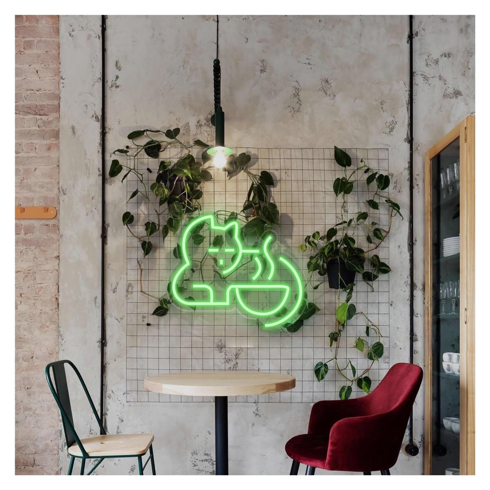 RONGCH Hanging Art Signs Cat Coffee Neon Sign,Suitable for Shop Display Cozy Lover Wall Decor with Dimmable 35cmx40cm(A)
