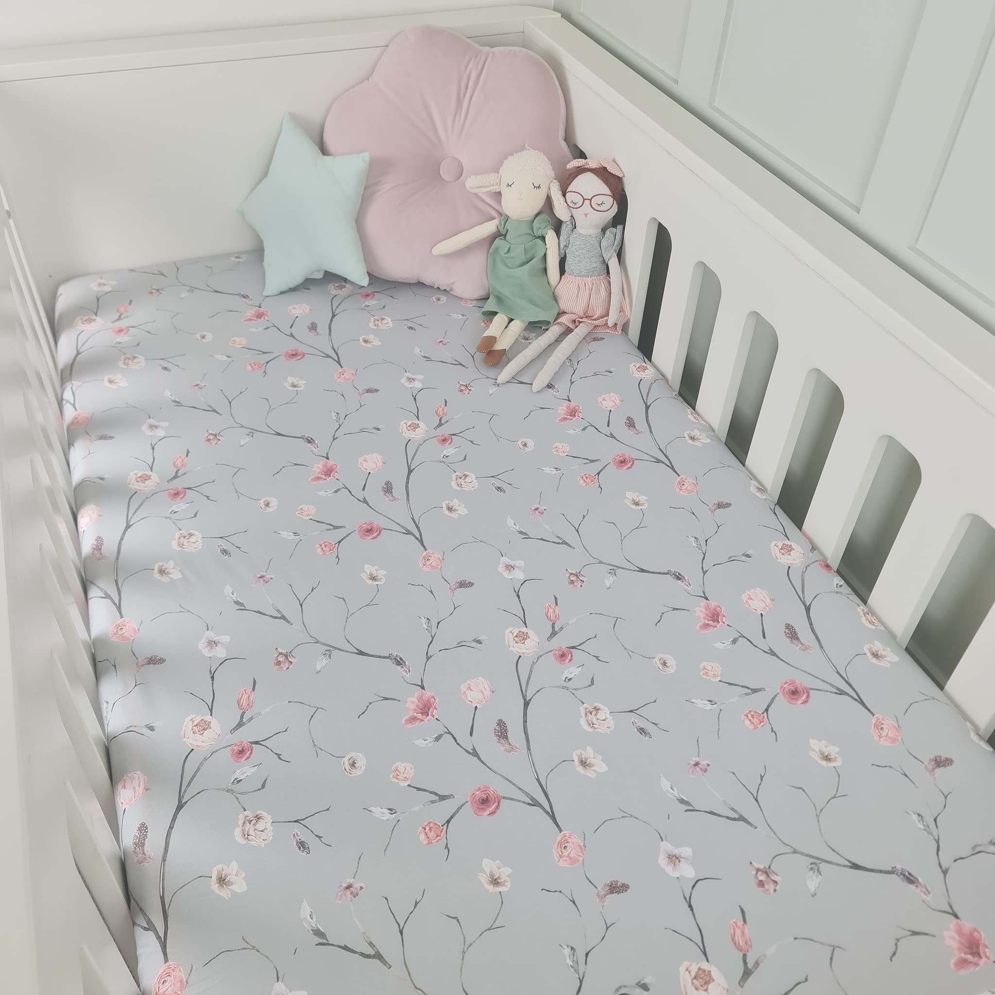 Drap housse lit bébé fille en pur jersey de coton au tissage premium