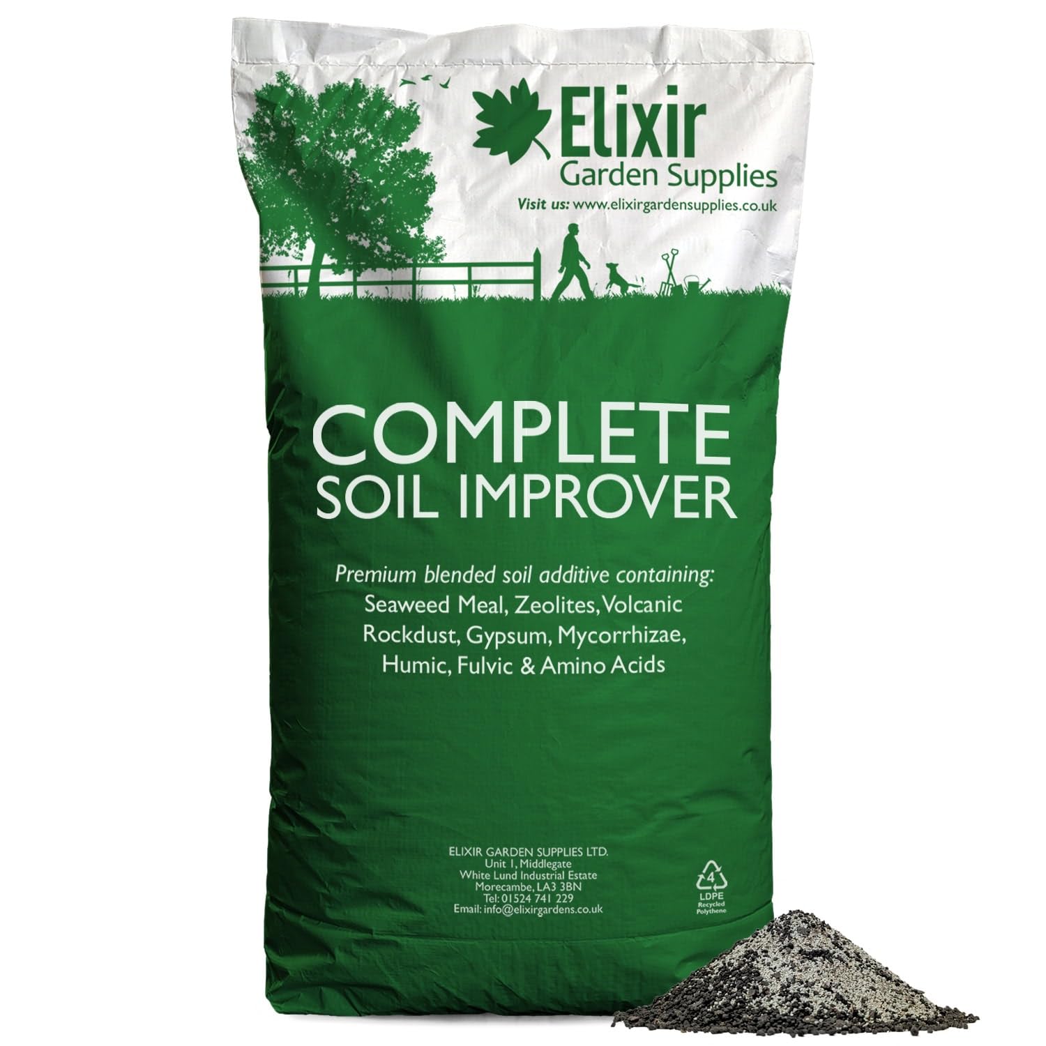 Elixir Gardens Complete Soil Improver & Granular Compost Conditioner | Containing Seawed Meal, Rockdust, Zeoplites, Gypsum & Mycorrhizae | Sizes from 500g-20kg | 20kg Bag