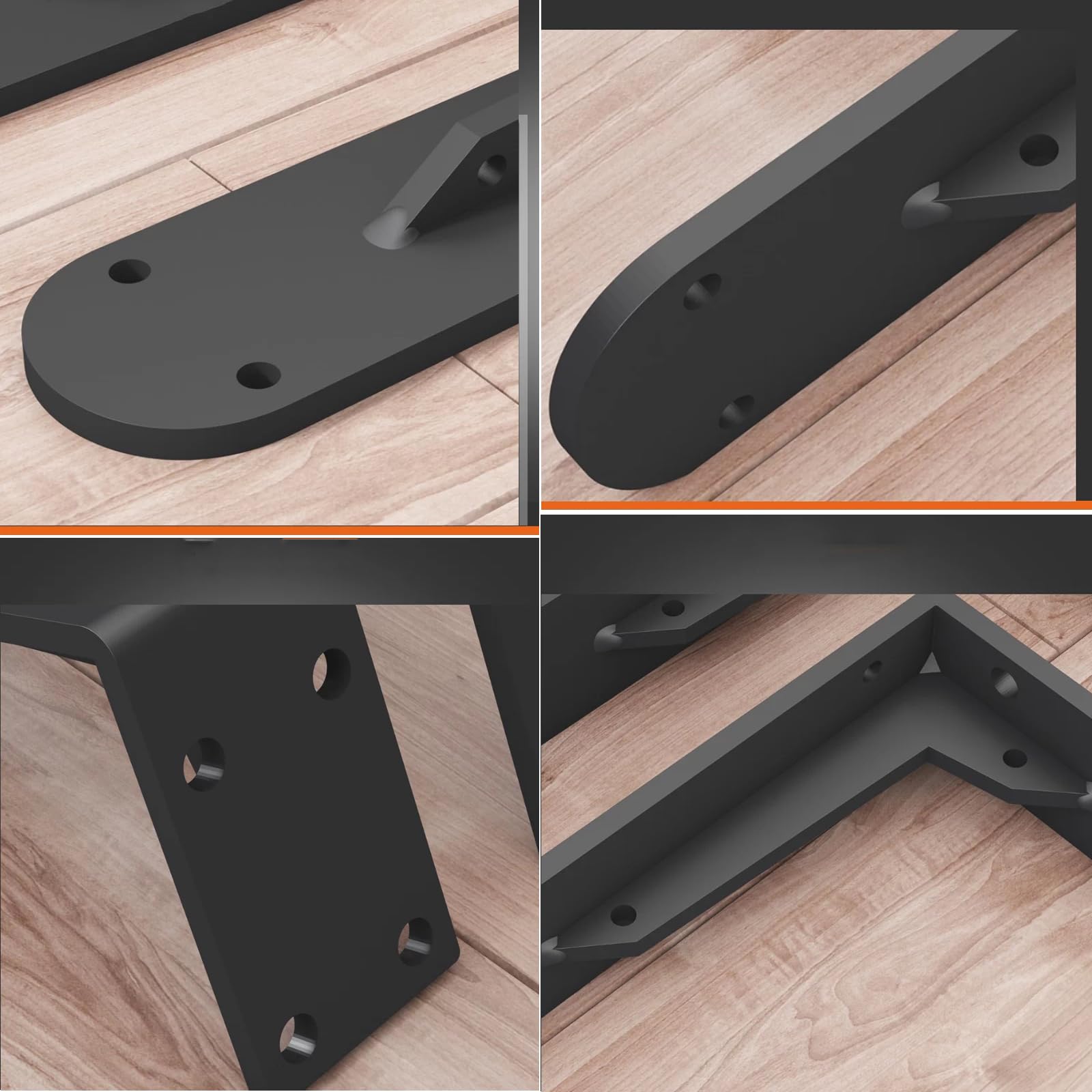 2 Piezas Escuadras para Estanterias de Alta Resistencia,Escuadras Metalicas Soportes para Estantes Pesados de Pared,Soportes para Estanterías Flotantes,Con Tornillos (60cm x 25cm,Negro)