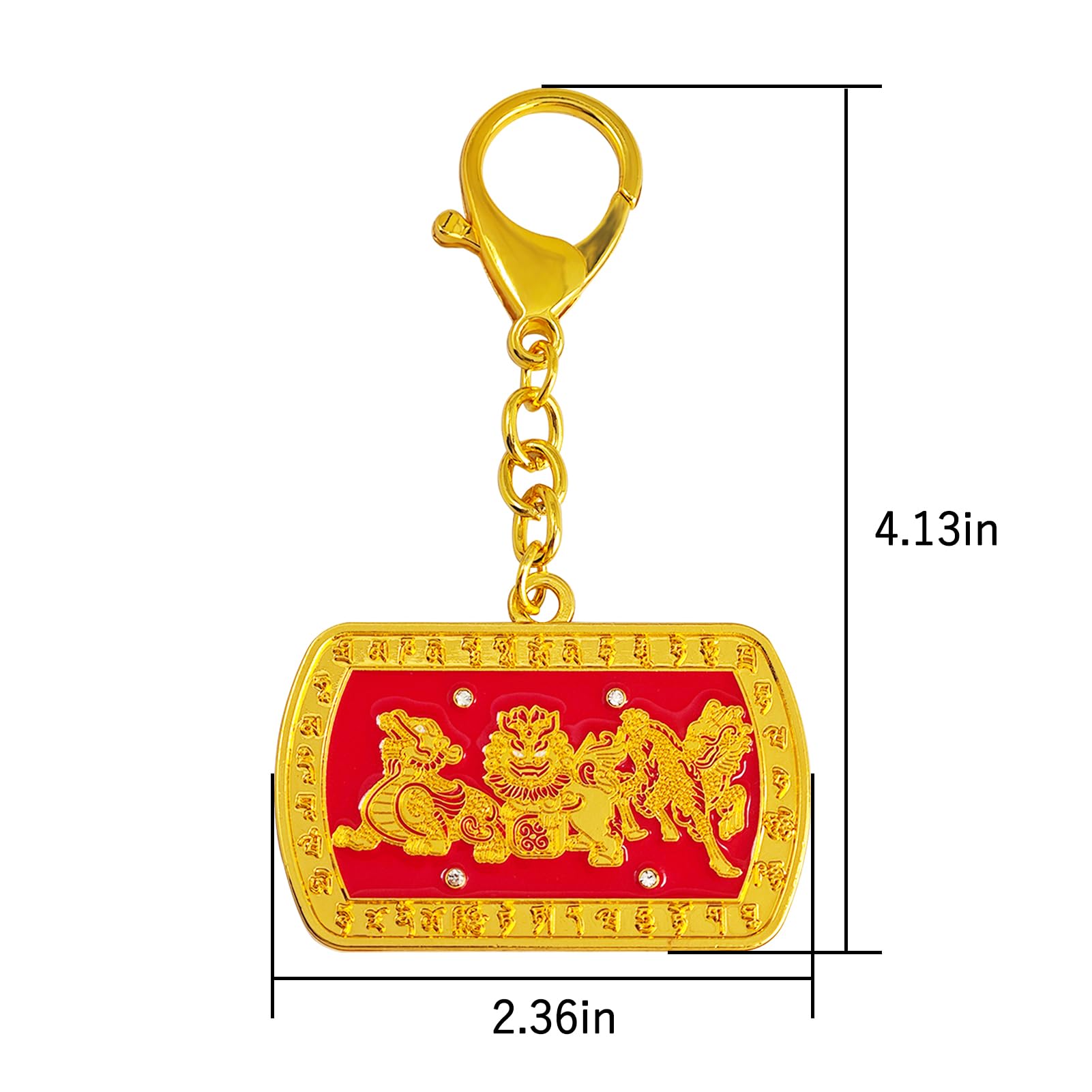 Feng Shui 3 Celestials Amulet Keychain Good Luck Keychains