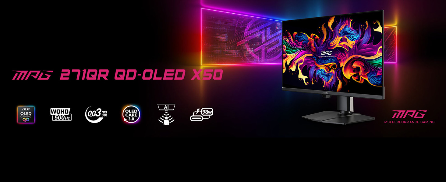 MSI 26.5 MPG 271QR QD-OLED X50, Gaming Monitör, WQHD, 16:9, Flat
