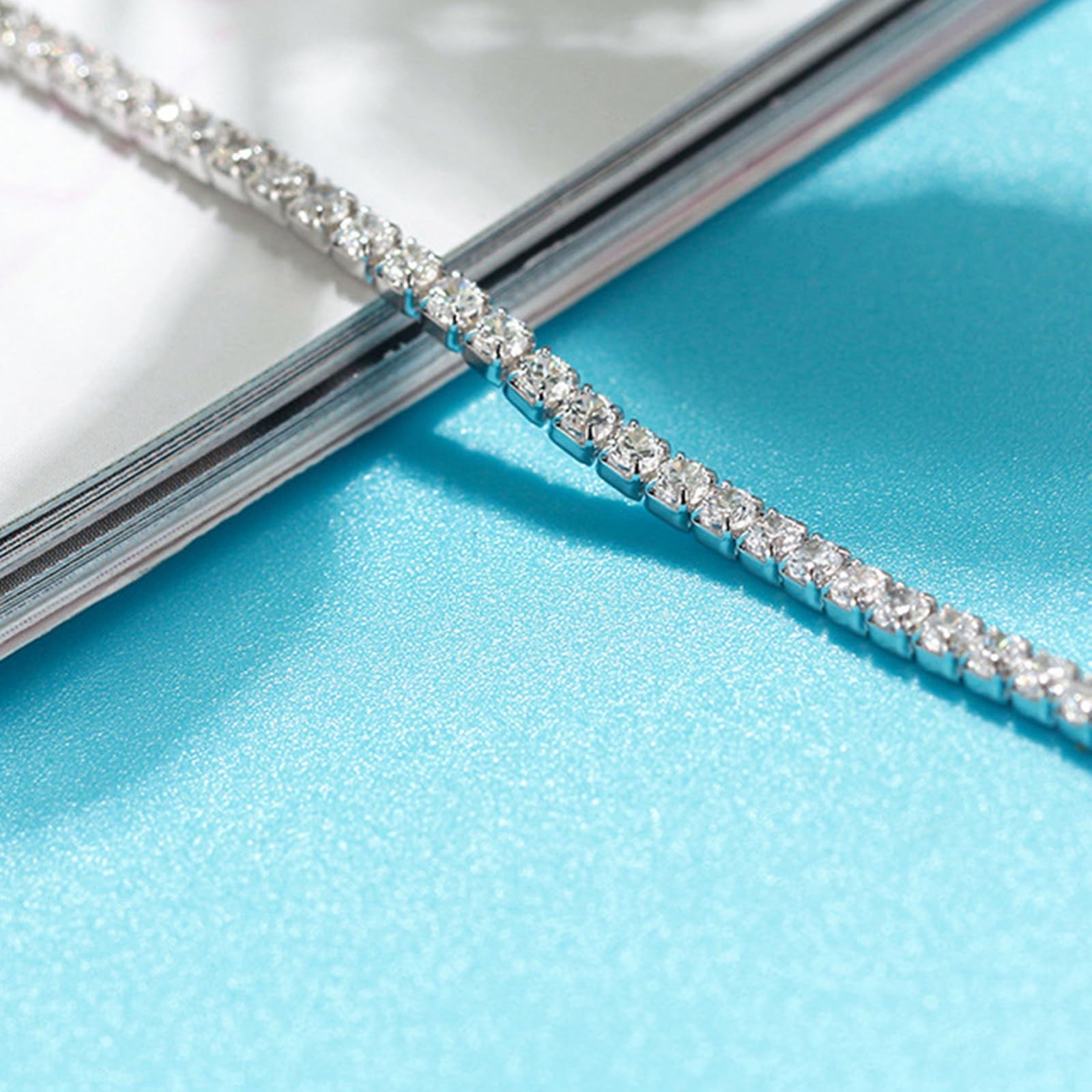 Cavigliera Argento 925 Donna, Cavigliera Donna Estiva Tennis Sottile con Zirconi 2MM Argento, Regolabile Fino a 25 cm - Bracciali alla Caviglia da Spiaggia Cavigliere per Donne